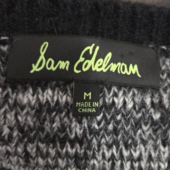 Sam Edelman Black and White Striped Wool Blend Sweater  Size Med - Picture 4 of 4